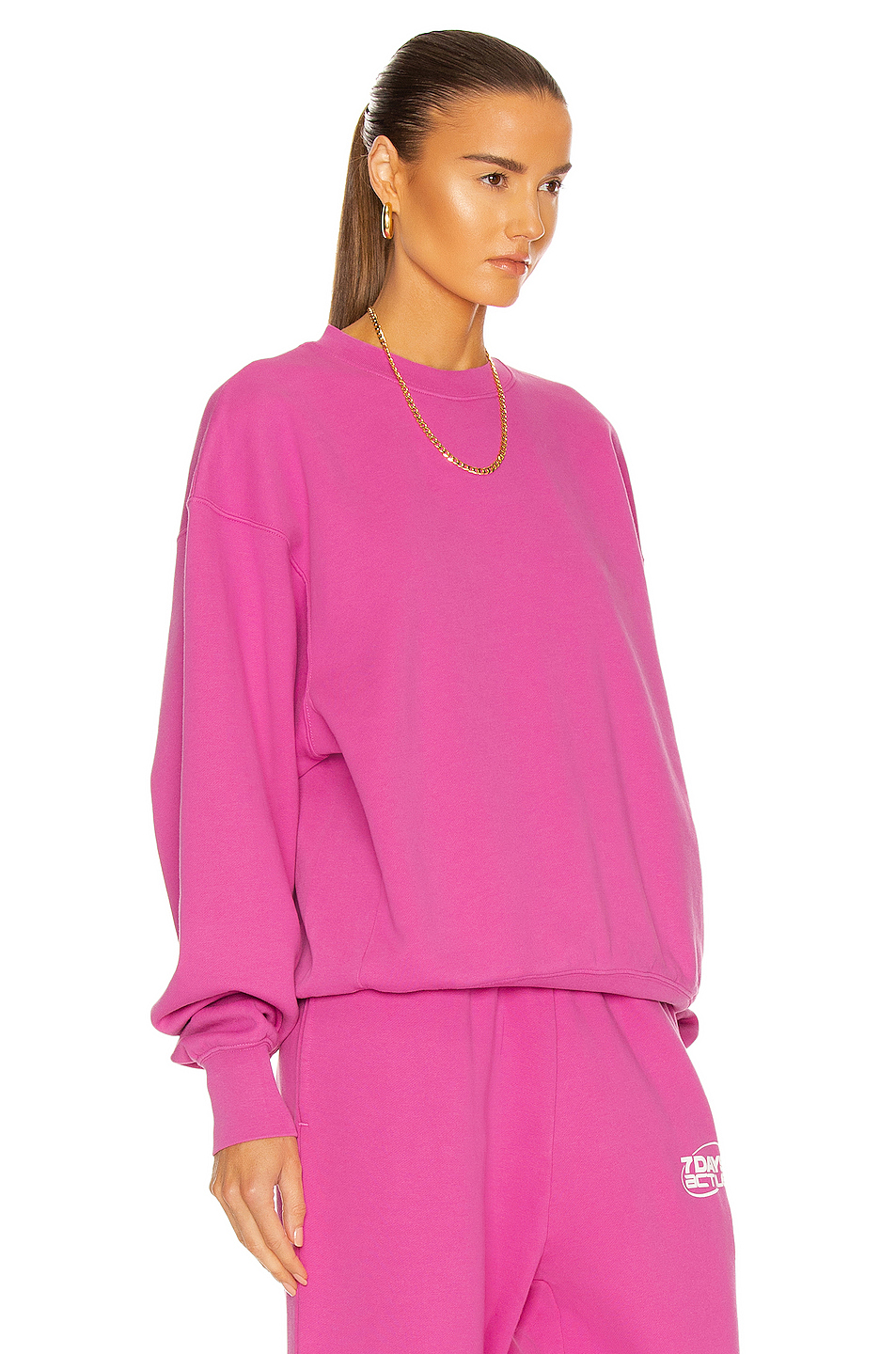 fuchsia pink,fuchsia active oversized monday crew neck sweatshirt in fuchsia pink