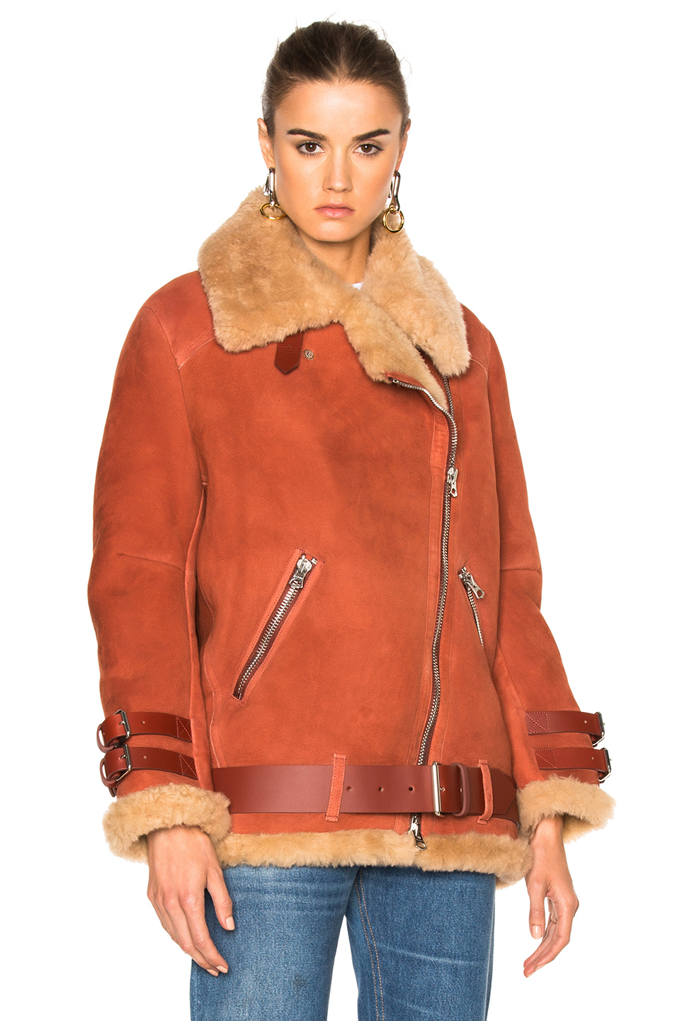acne studios velocite suede jacket 赭棕色 fwrd