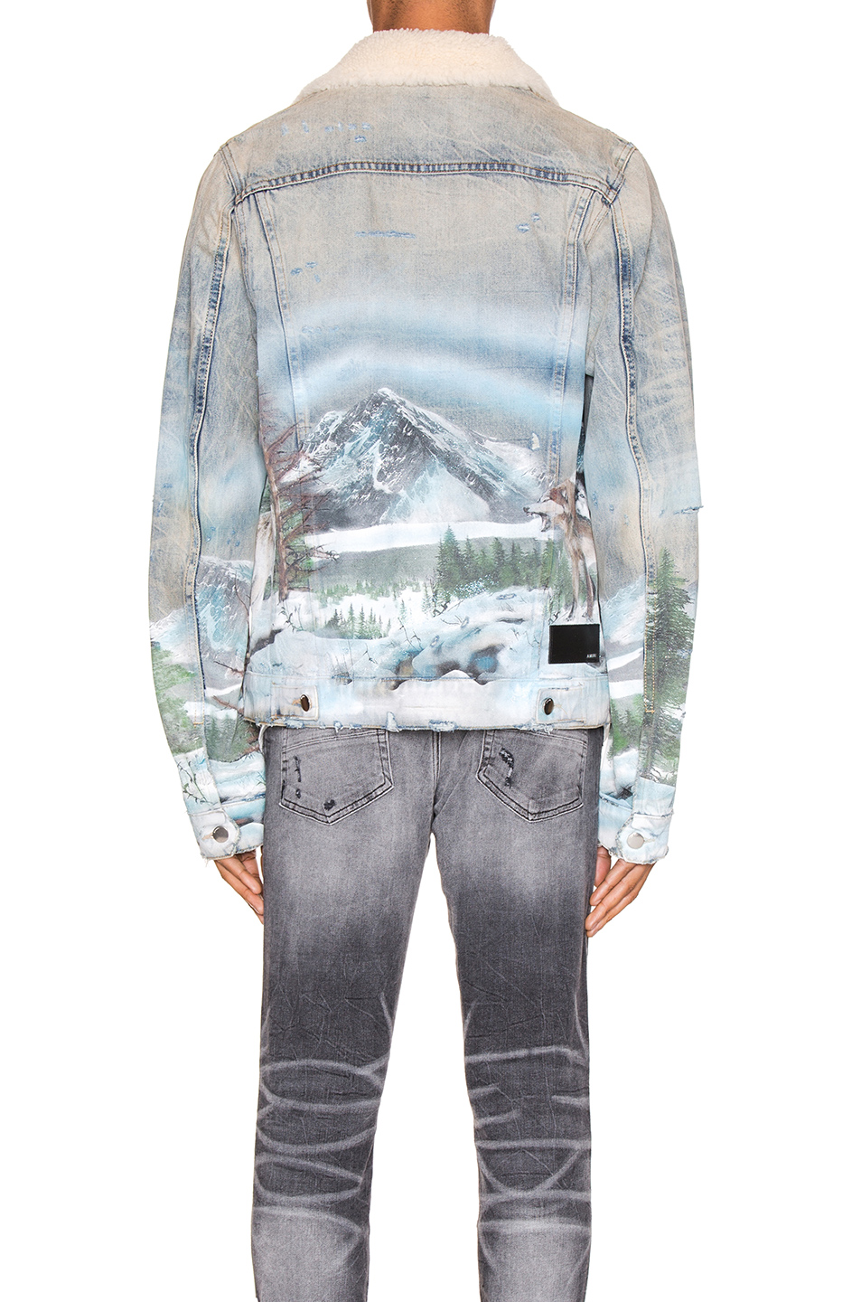 image 4 of amiri shearling airbrush trucker jacket in vintage