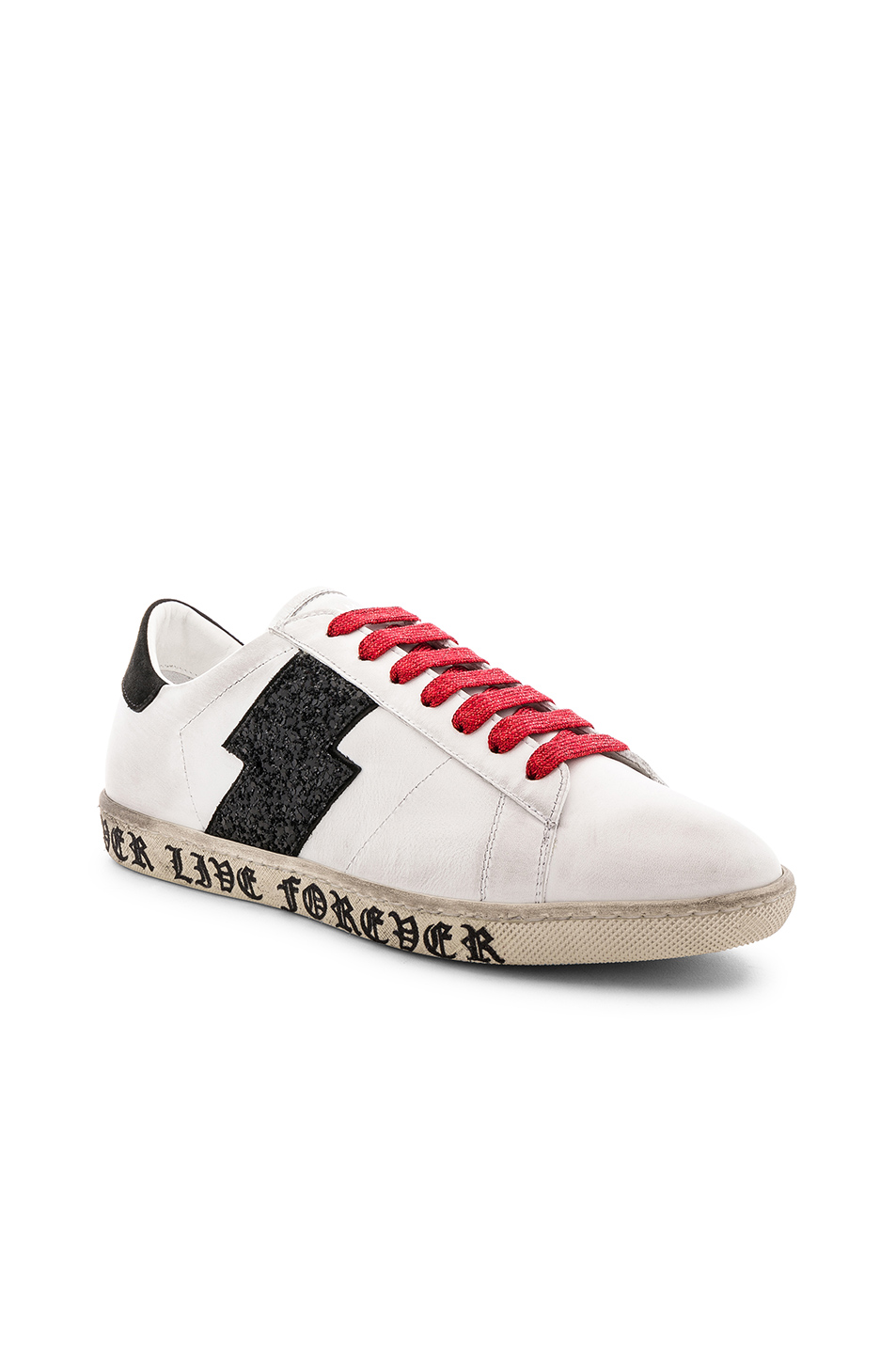 image 1 of amiri glitter leather viper sneakers in white black