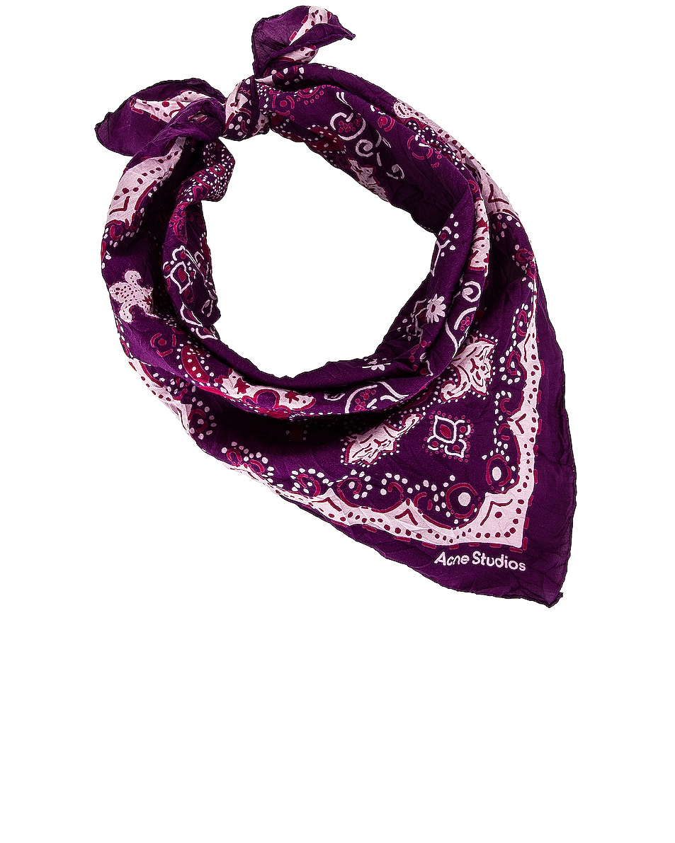 image 1 of acne studios printed scarf in purple & pale pink
