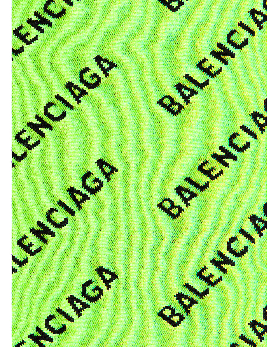 image 4 of balenciaga logo all over knit scarf in acid green &