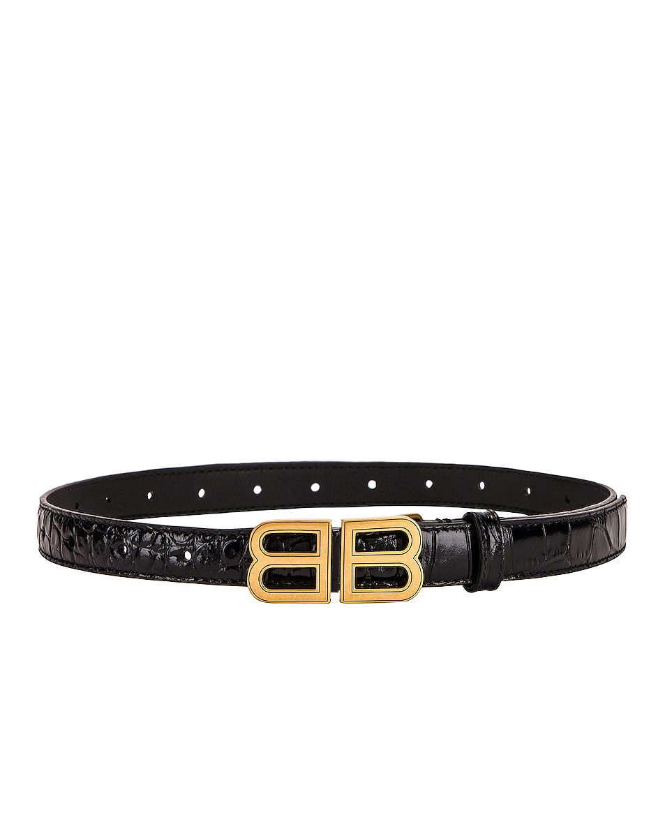 image 1 of balenciaga bb hourglass belt in black