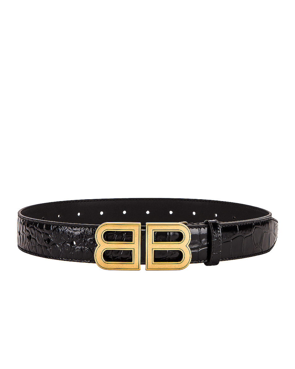 image 1 of balenciaga bb hourglass belt in black