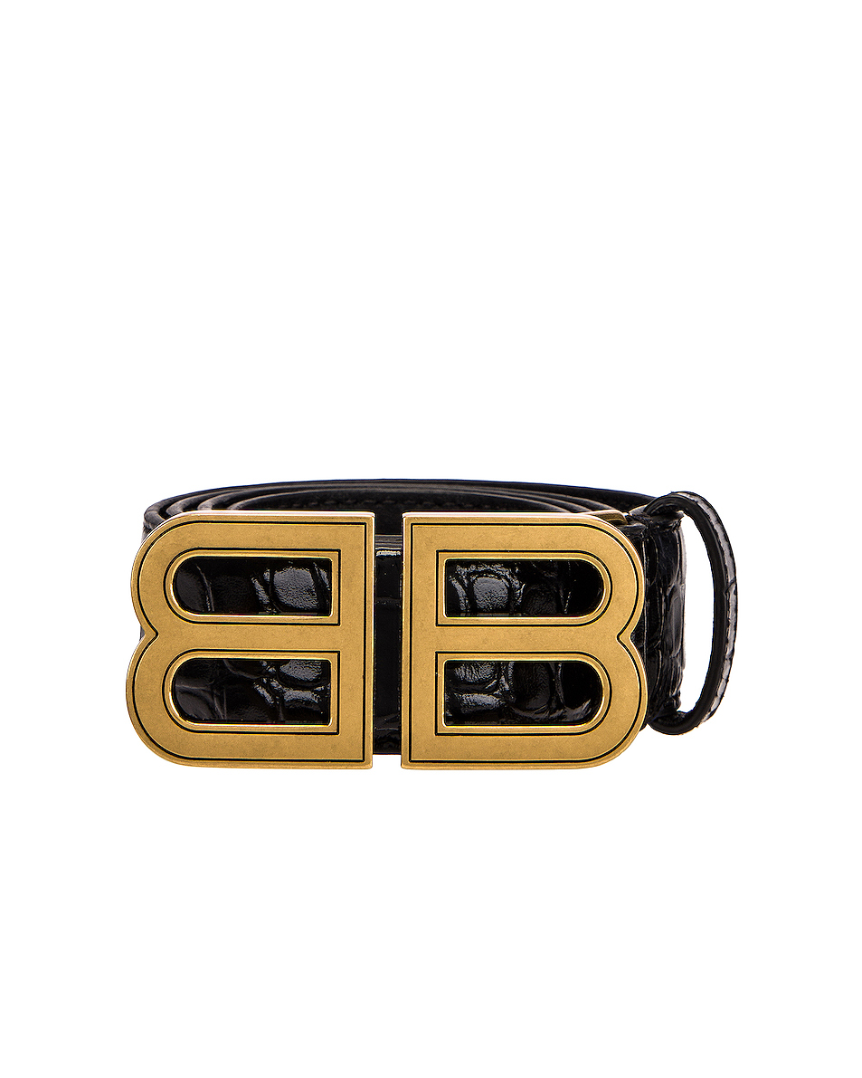 image 3 of balenciaga bb hourglass belt in black