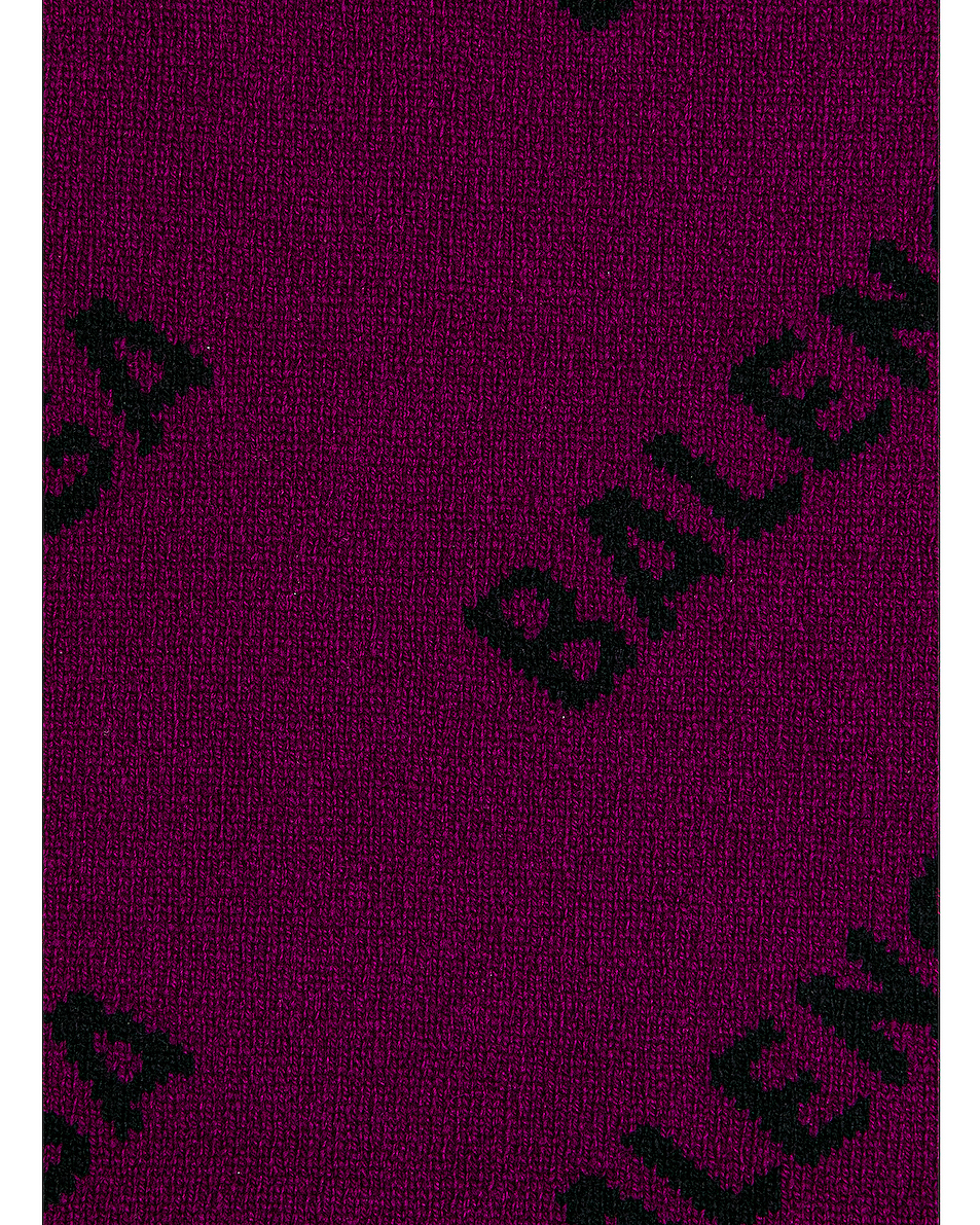 image 3 of balenciaga all over logo scarf in purple & black