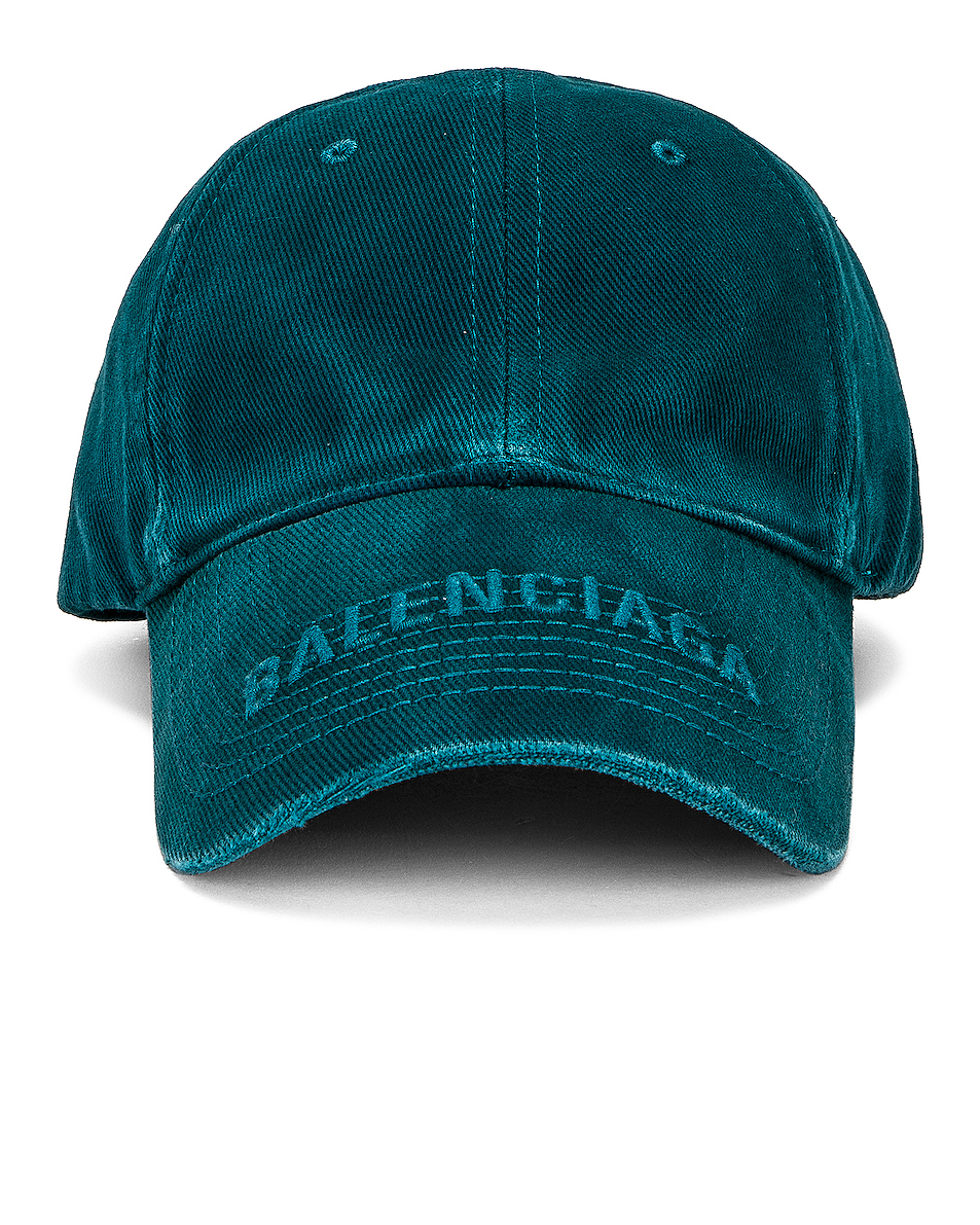 image 1 of balenciaga logo hat in petrol blue