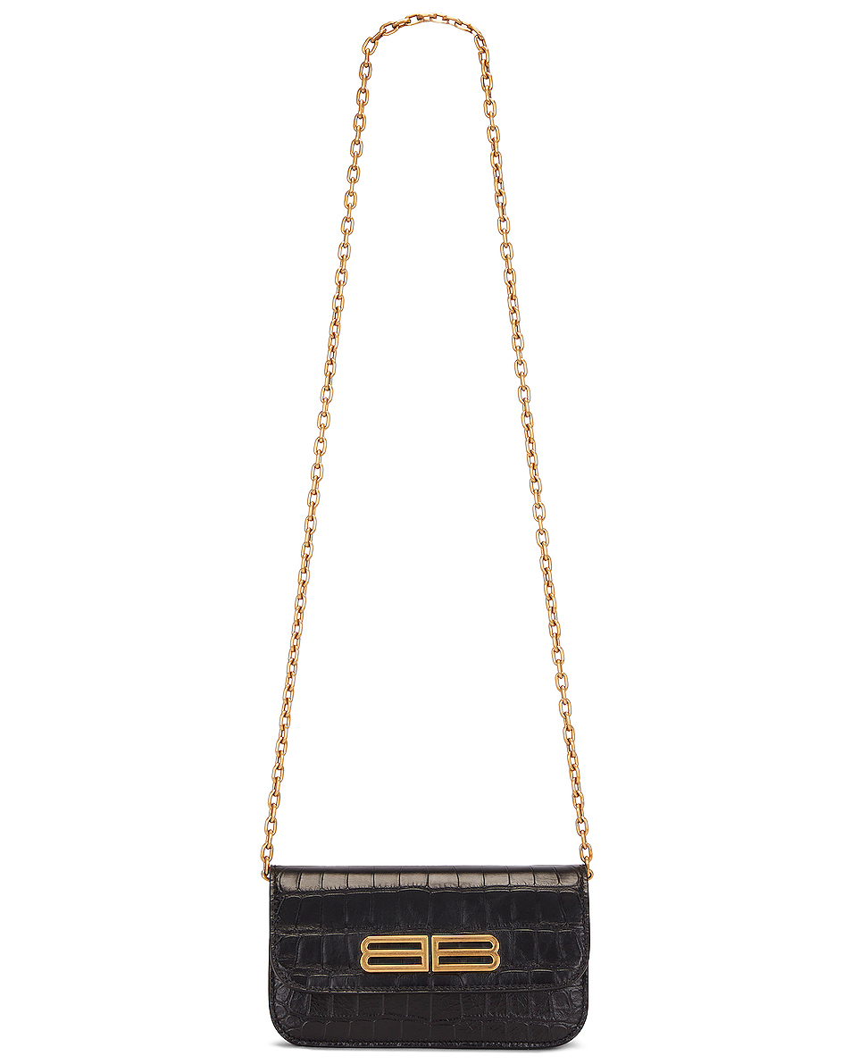 image 1 of balenciaga gossip wallet on chain bag in black