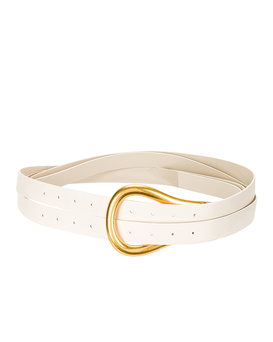 image 1 of bottega veneta leather belt in white & gold