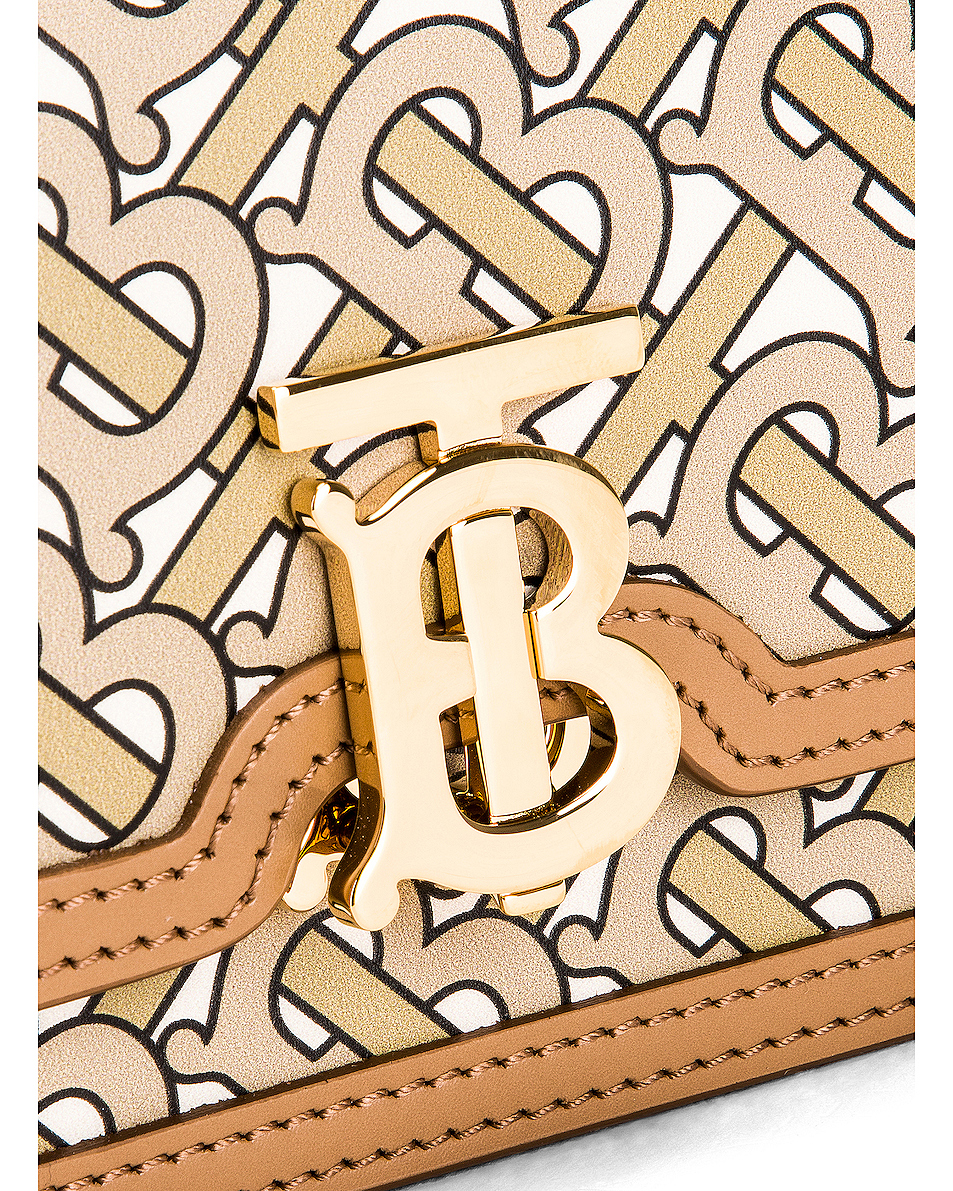 image 8 of burberry mini tb monogram crossbody bag in beige
