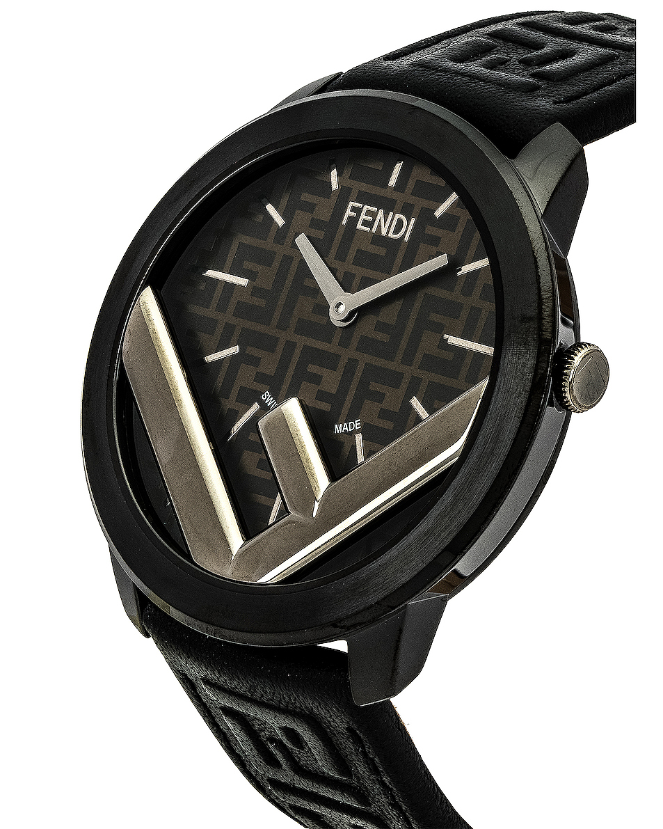 image 2 of fendi run away 41mm watch in black & brown