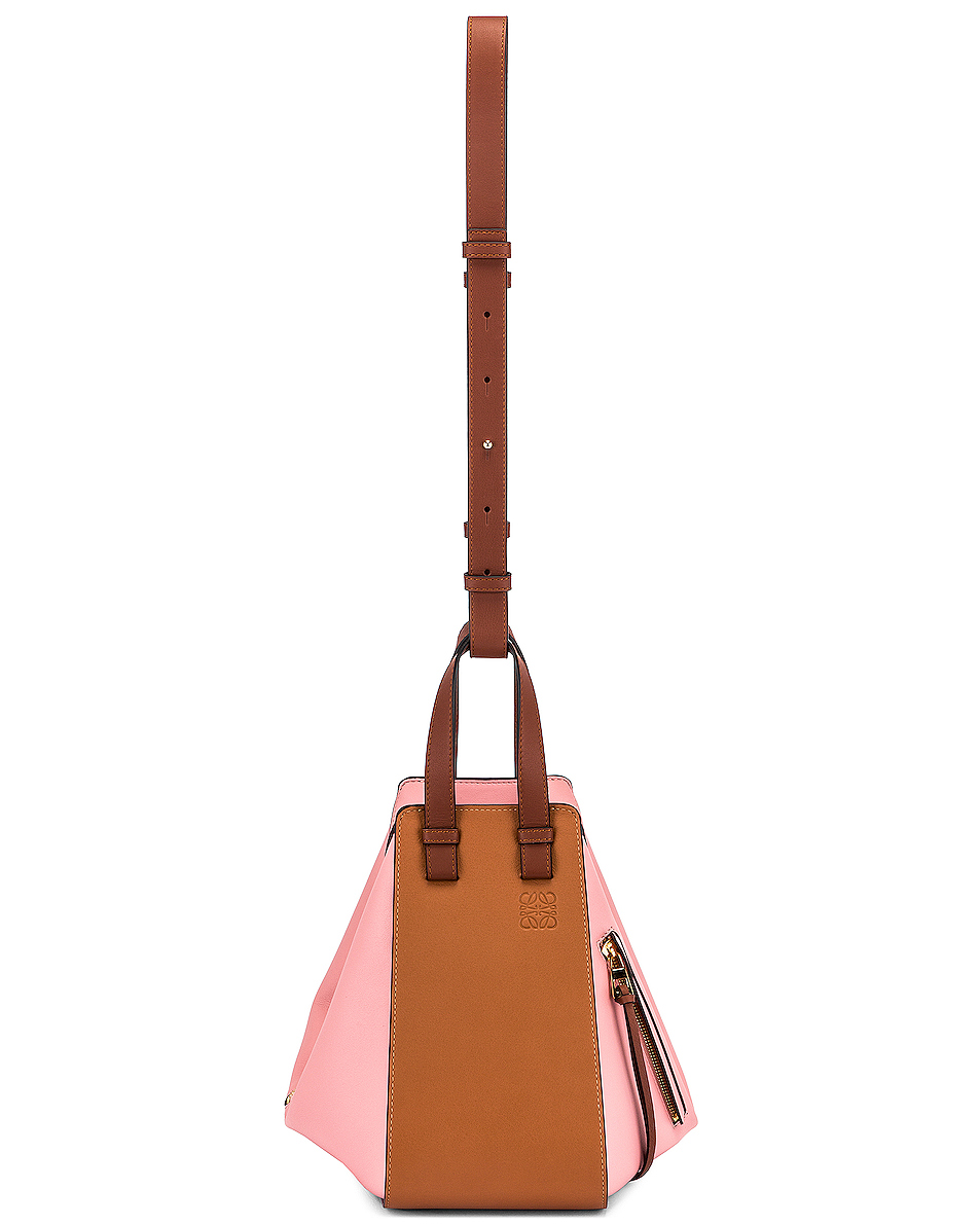 image 6 of loewe hammock small bag in tan & medium pink