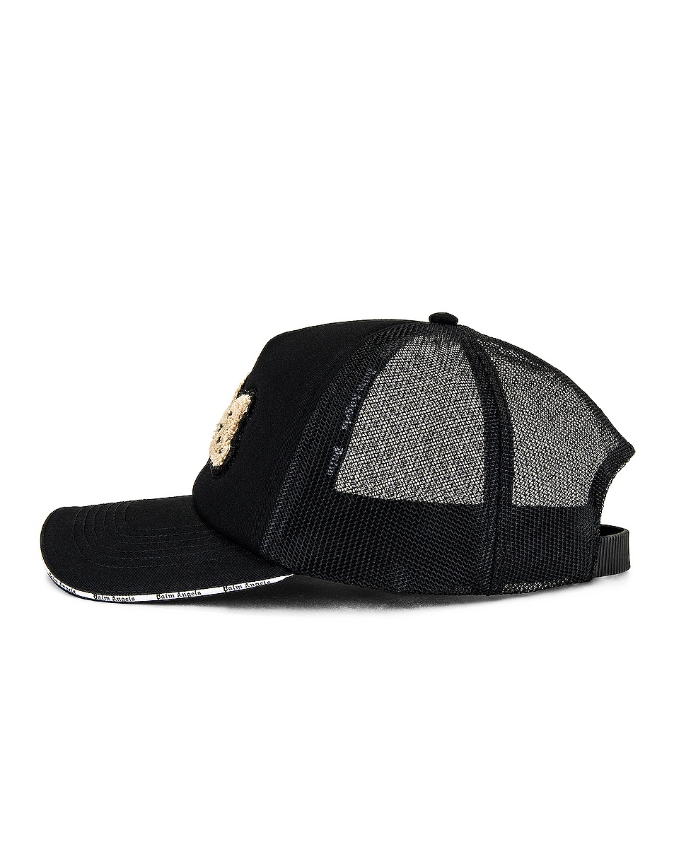 image 3 of palm angels bear trucker hat in black