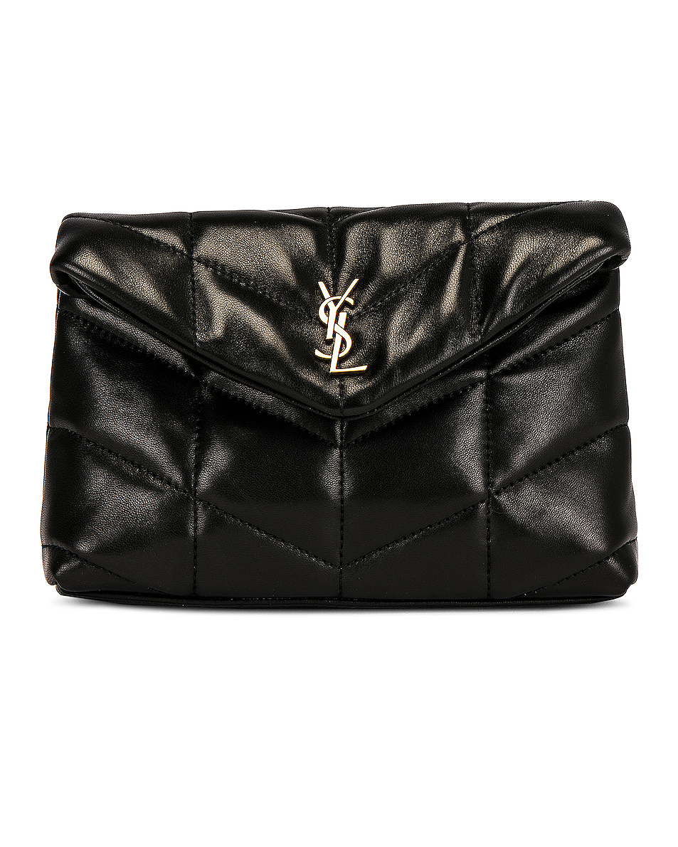 image 1 of saint laurent small puffer pouch in nero