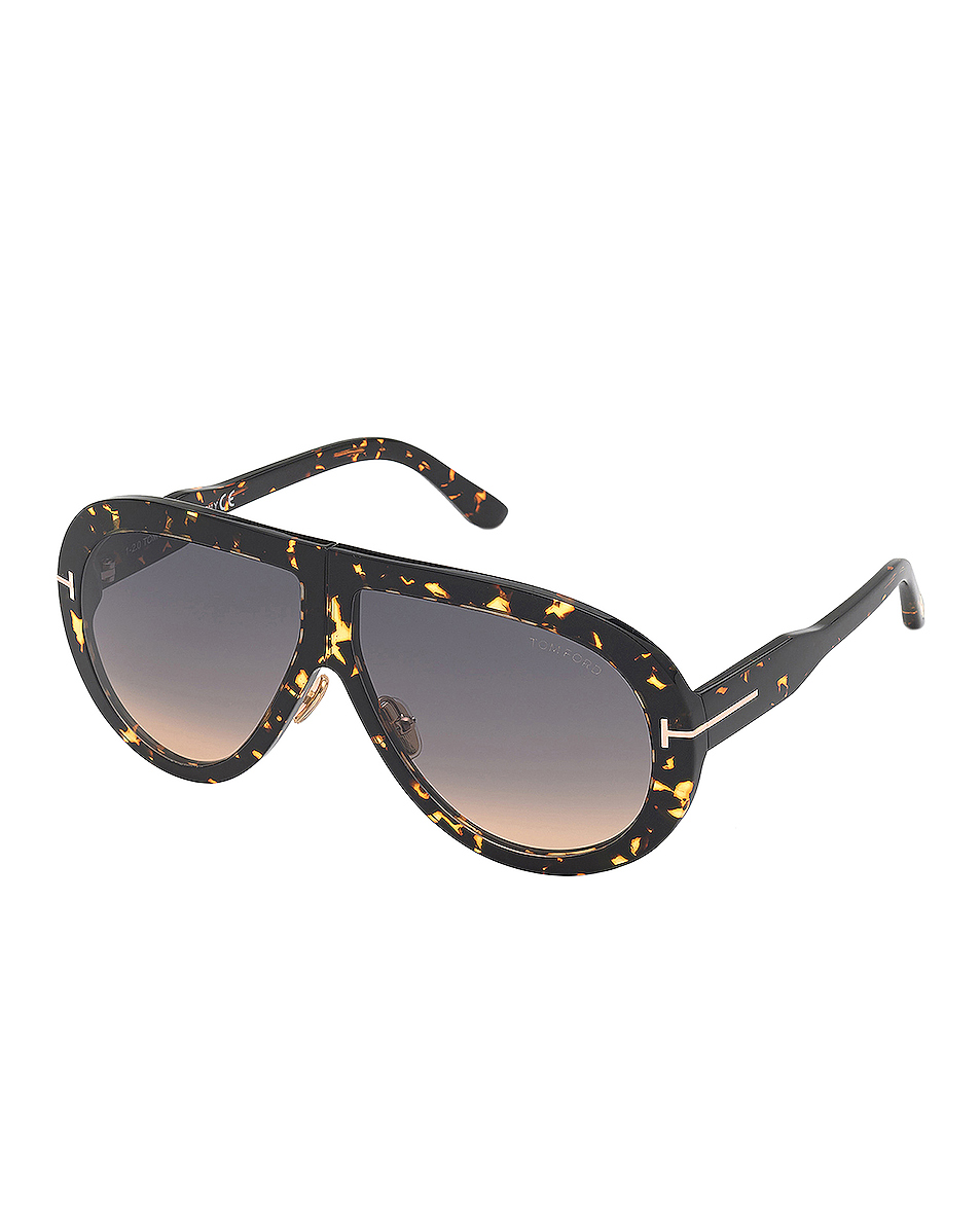 image 1 of tom ford troy sunglasses in shiny dark havana &amp