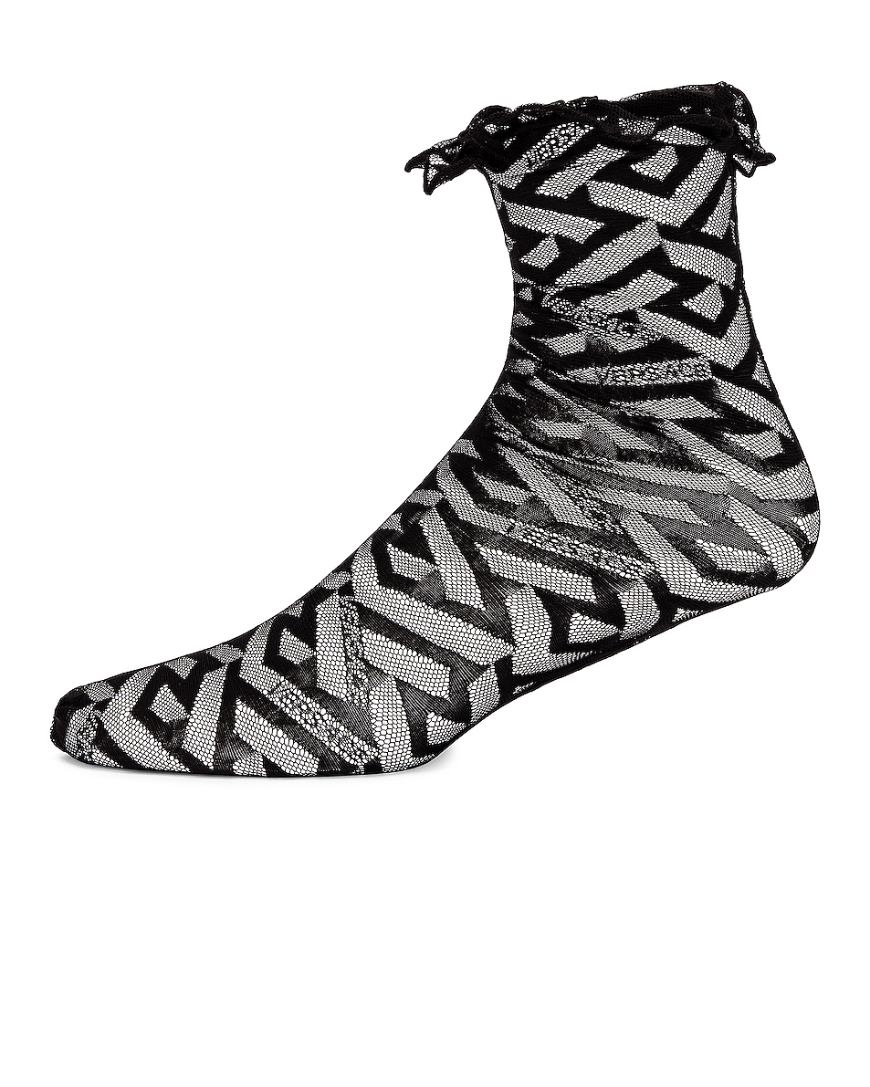 image 2 of versace tulle monogram socks in nero