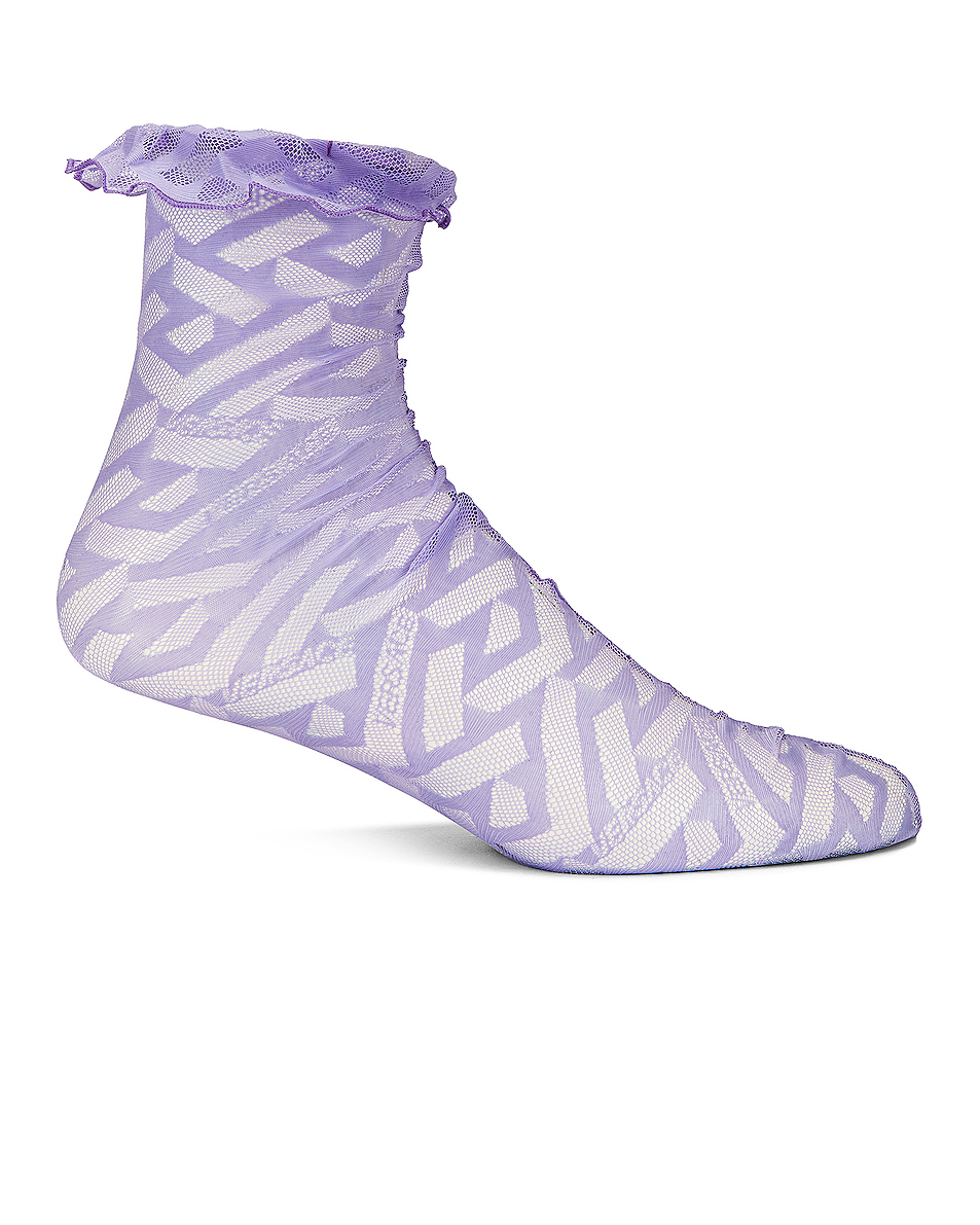 image 1 of versace tulle monogram socks in orchid