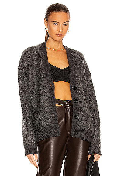 acne studios kodilia 开衫 – anthracite grey | fwrd