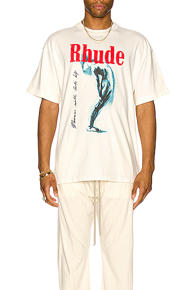 RHUDE GOD HELP ME TEE IN VINTAGE WHITE 셔츠展示图