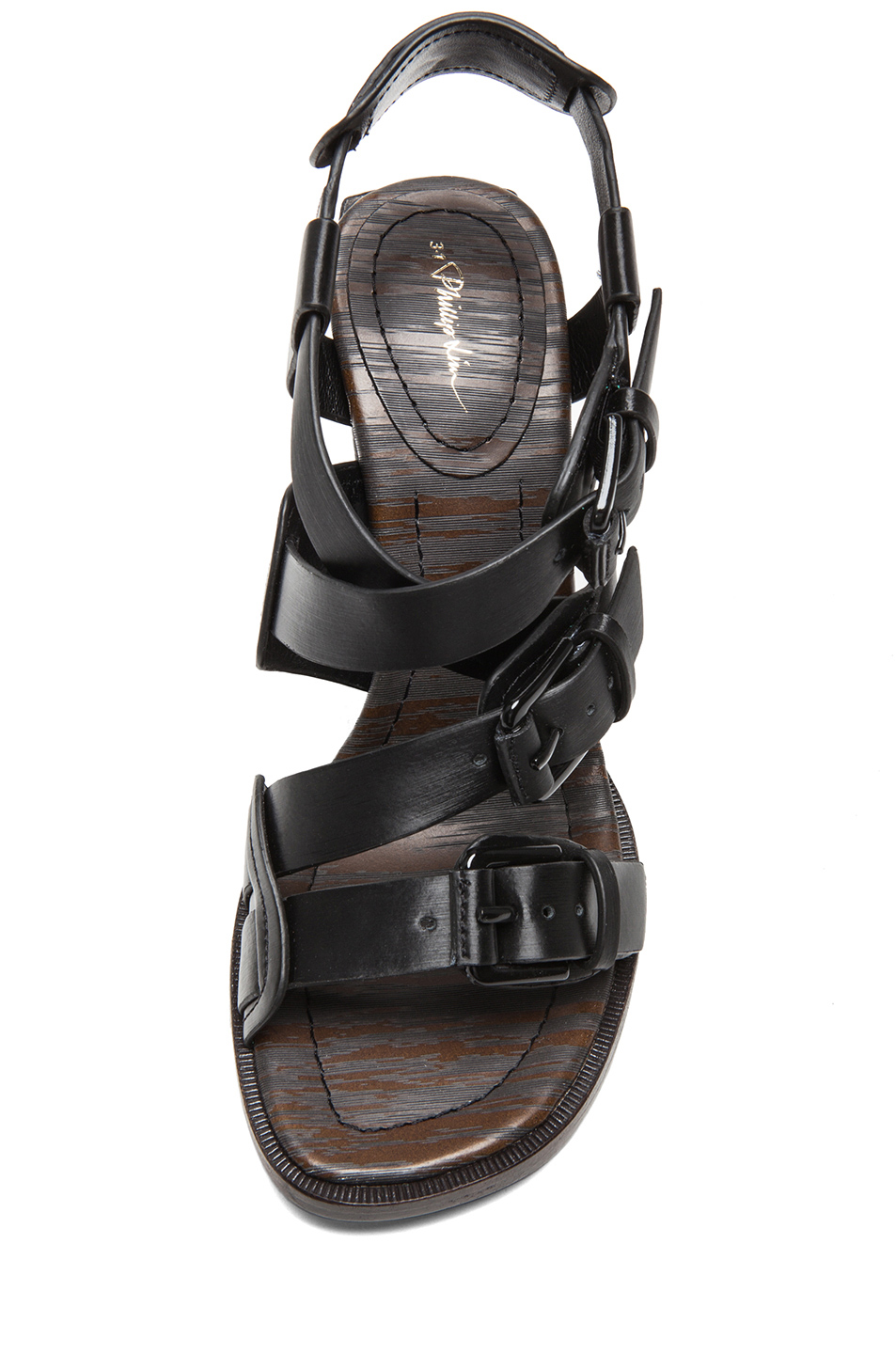 1 phillip lim leather strapped heel sandals in black