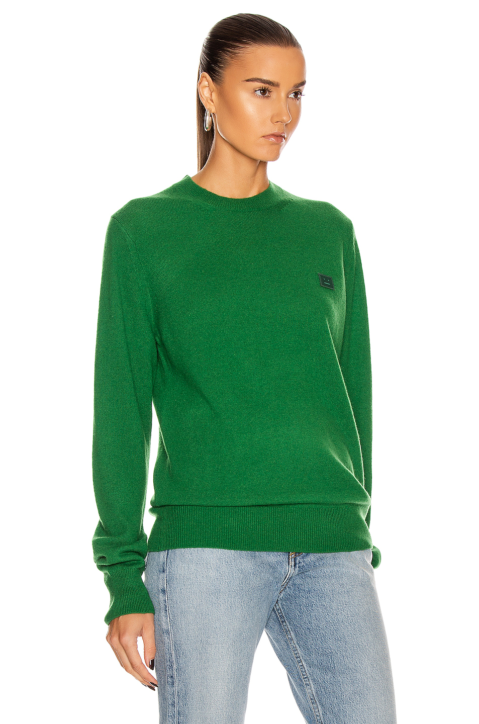 image 2 of acne studios kalon face sweater in deep green