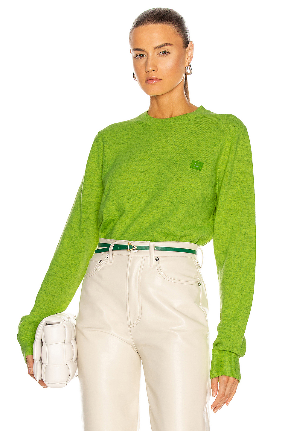 image 1 of acne studios kalon face sweater in neon green