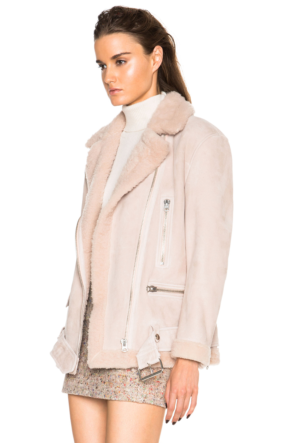 图象3 acne studios more lamb shearling jacket – powder pink
