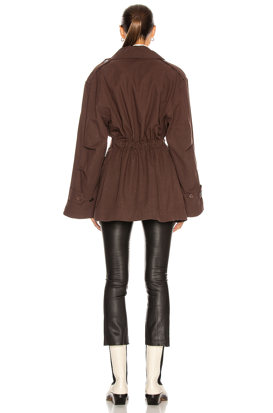 image 4 of acne studios oversized military jacket in dark brown