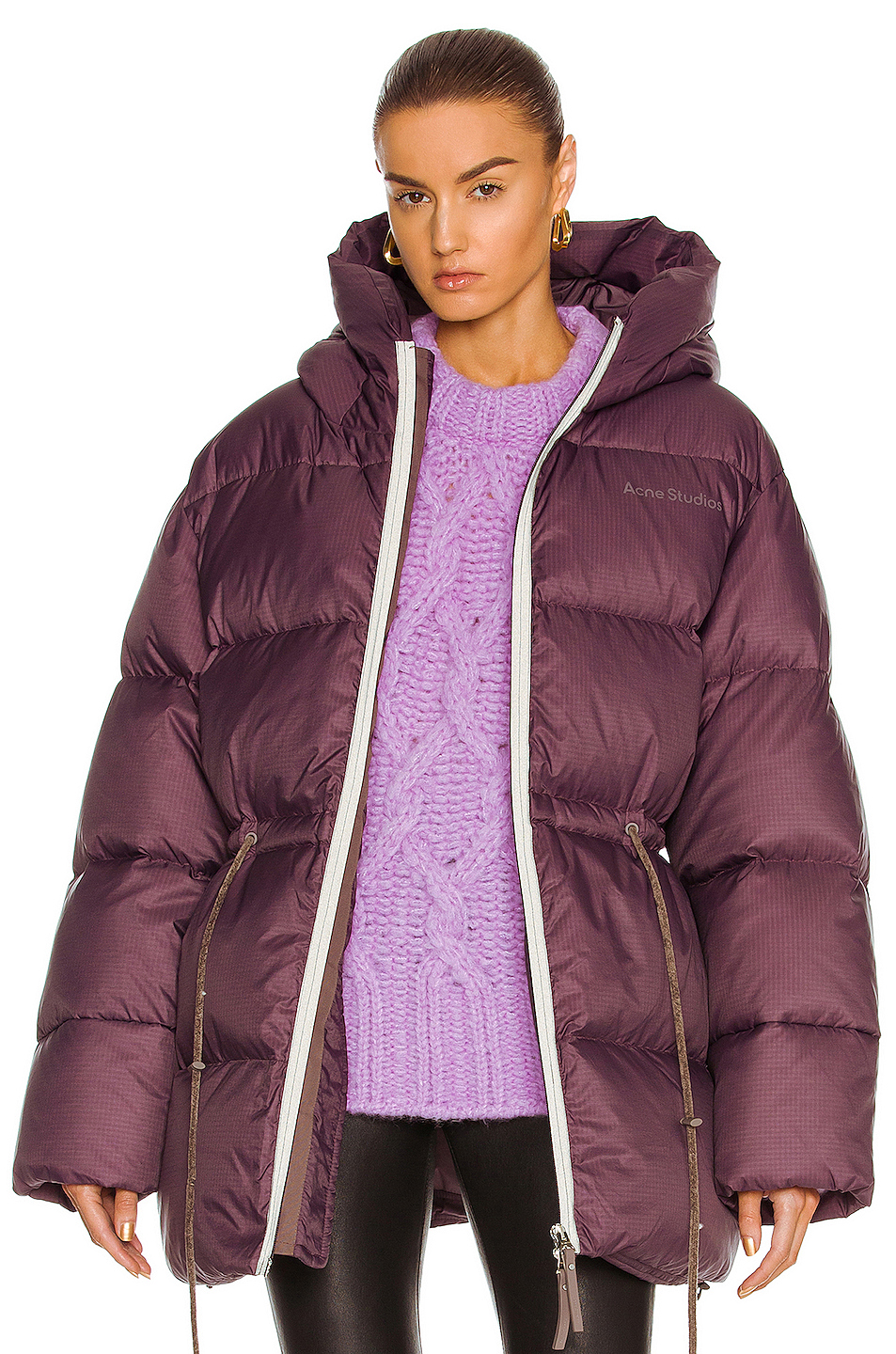 image 1 of acne studios puffer jacket in mauve purple
