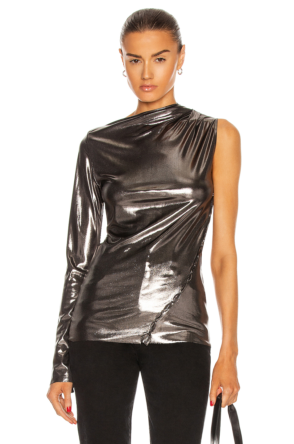 image 1 of acne studios one shoulder top in anthracite grey