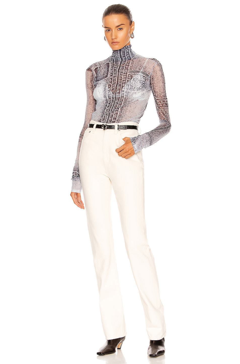 acne studios denise 长袖上装 – light blue & grey | fwrd