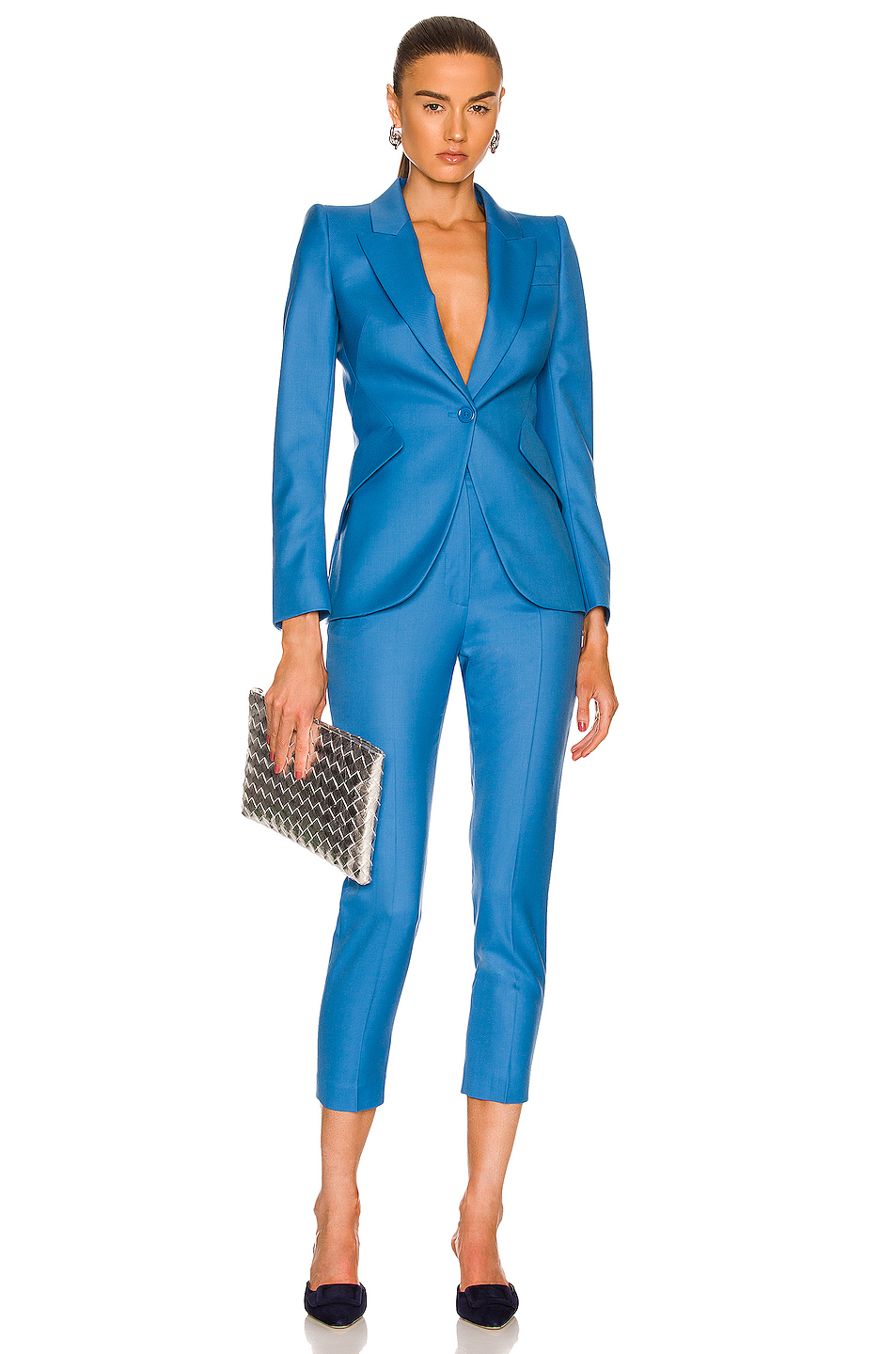 image 4 of alexander mcqueen one button jacket in cerulean blue