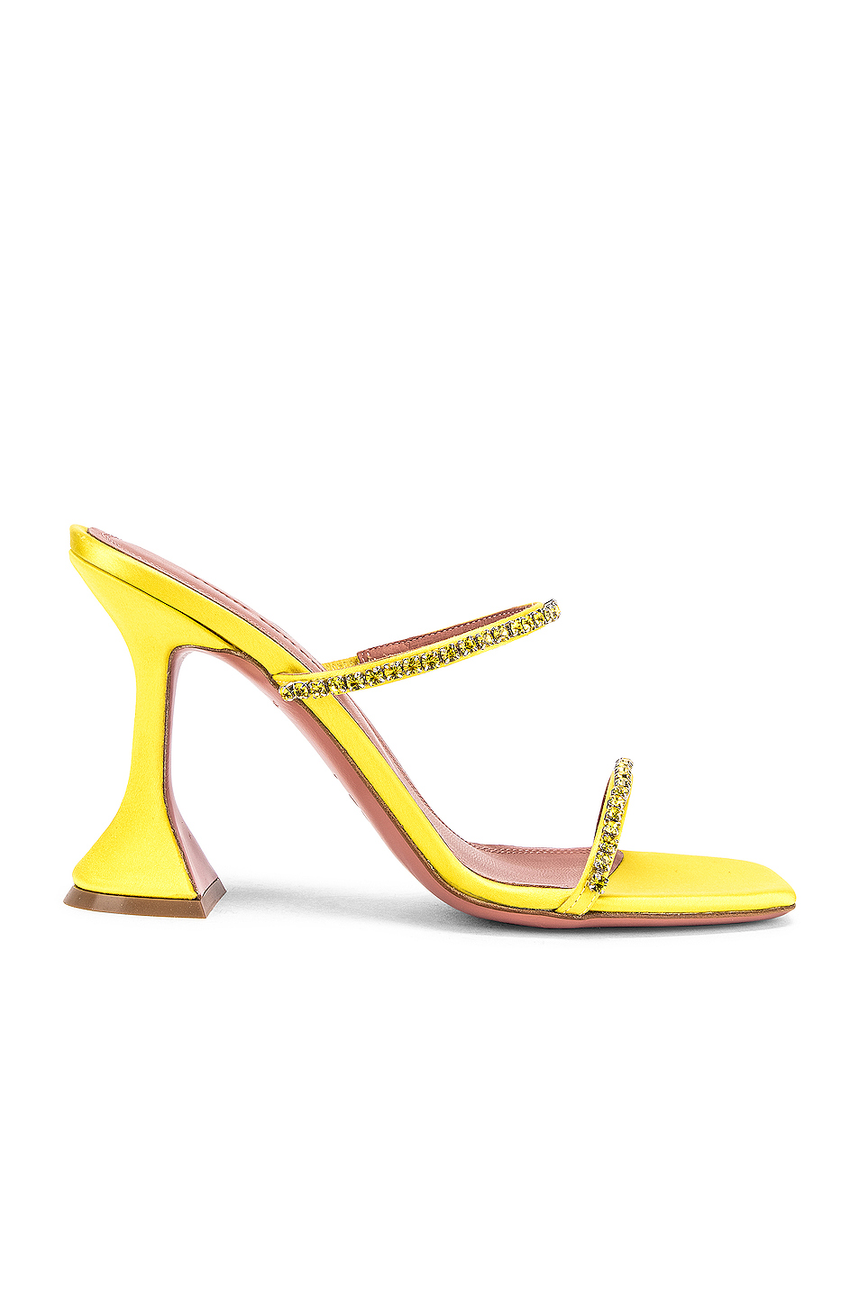 image 1 of amina muaddi gilda satin slipper in yellow