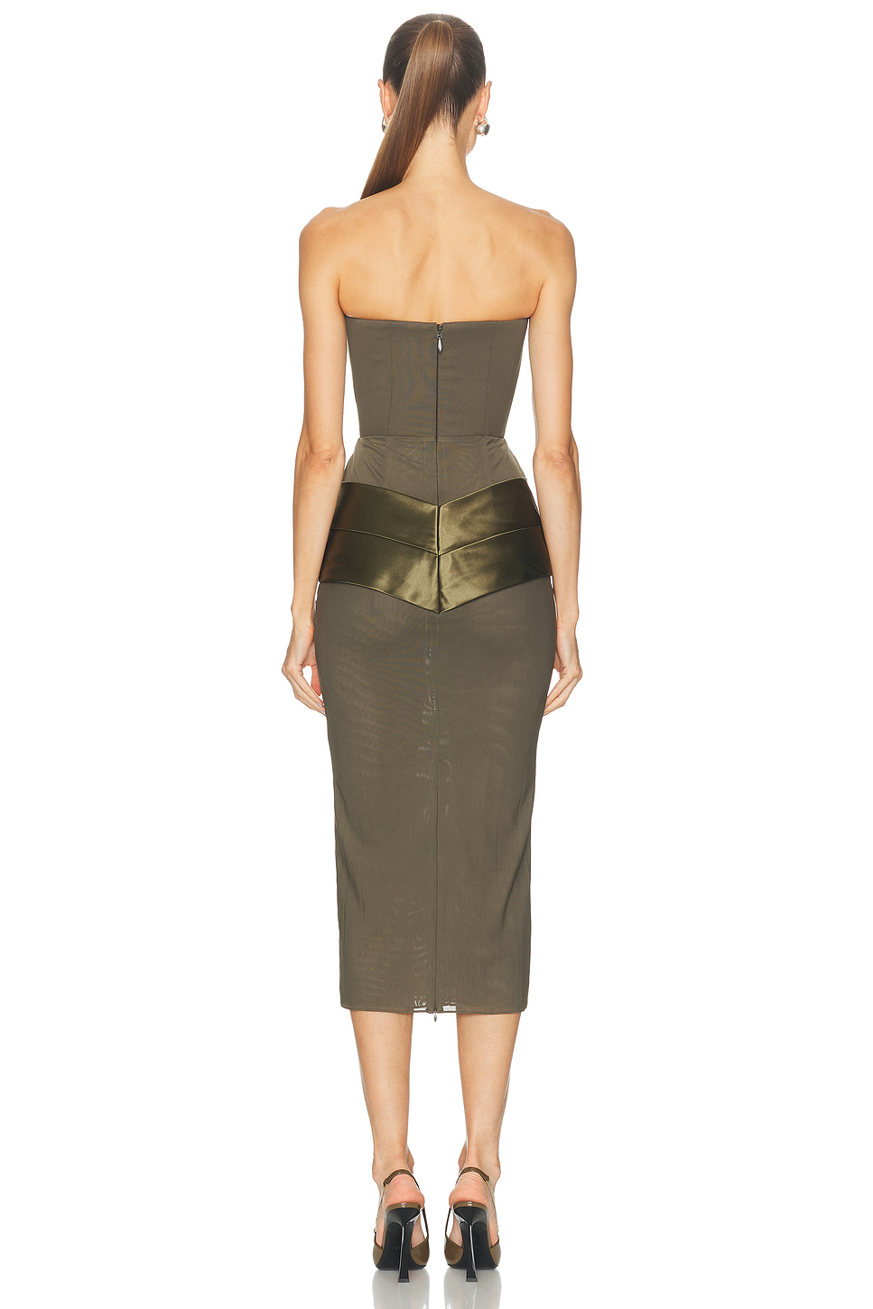 Strapless Satin Drape Dress
