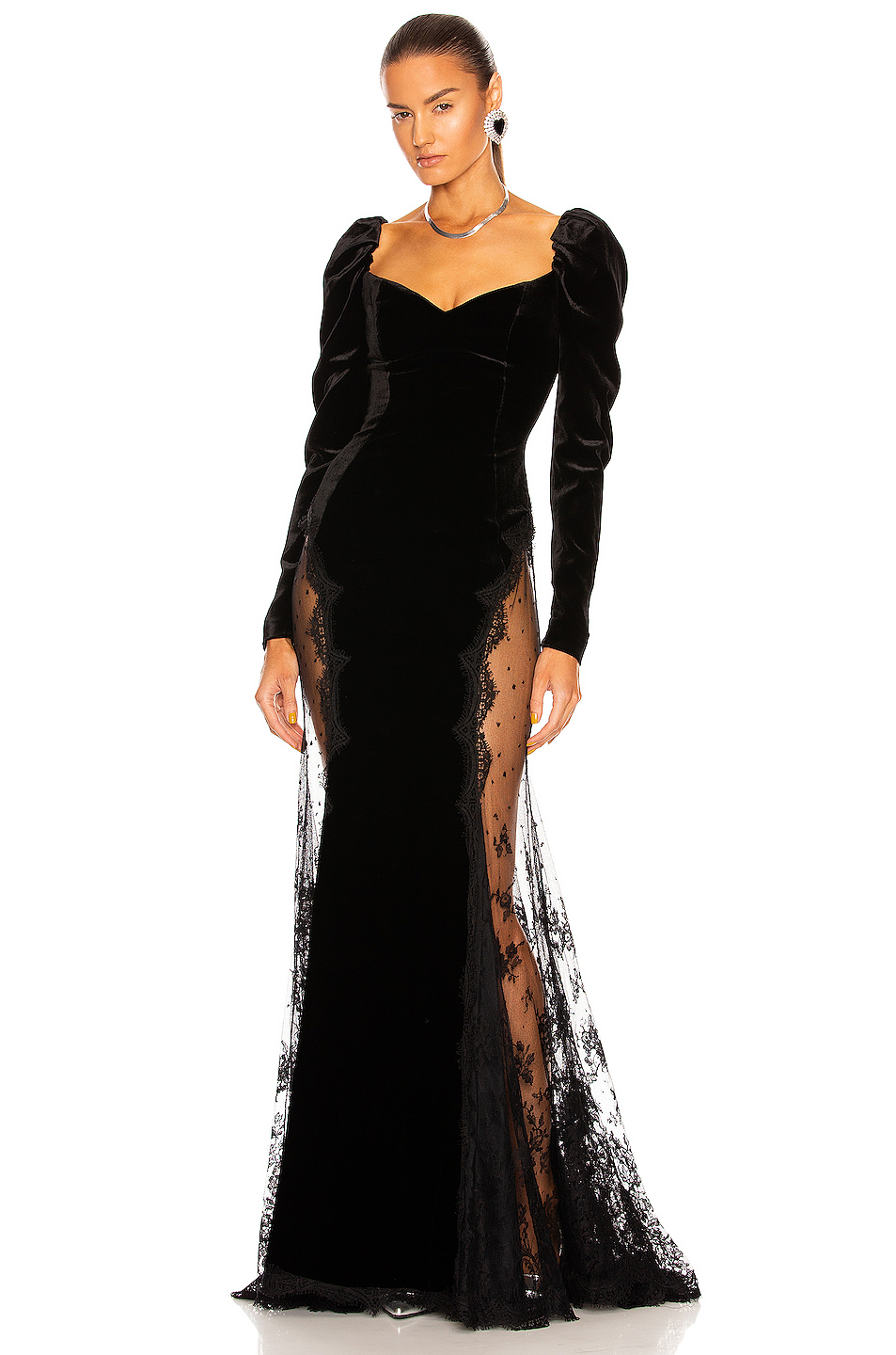 image 1 of alessandra rich velvet gown in black