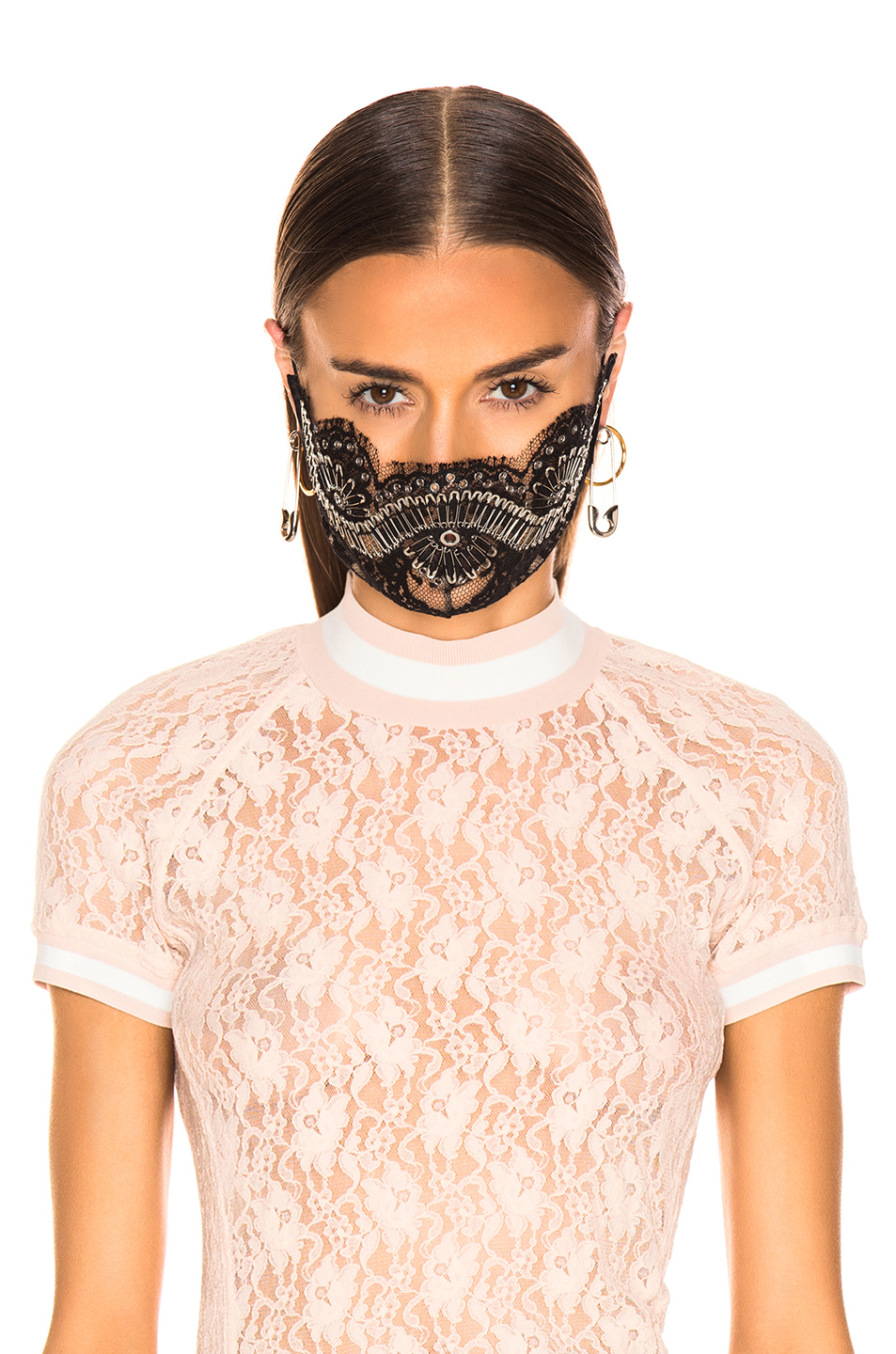image 3 of alexander wang lace and safety pink face mask in