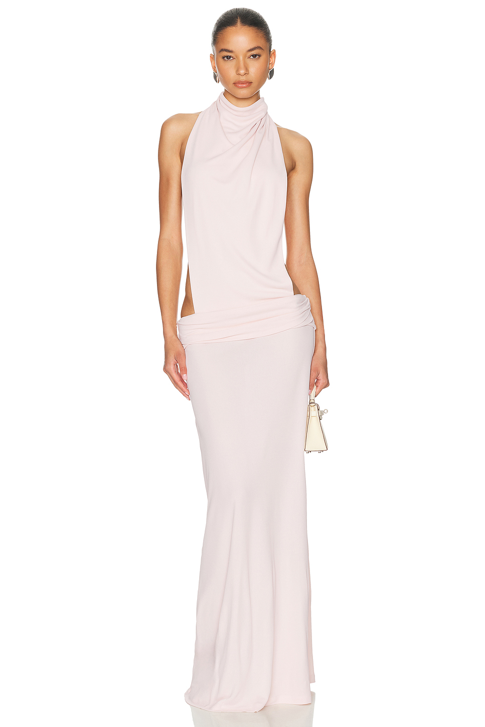 Rayon Nylon Halter Backless Dress