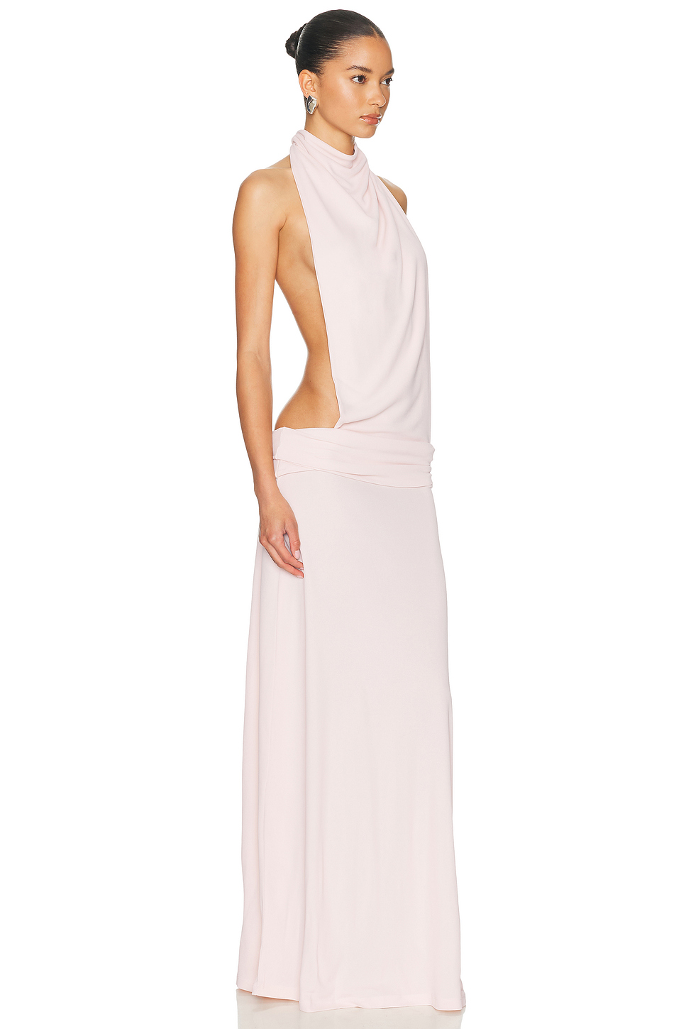 Rayon Nylon Halter Backless Dress