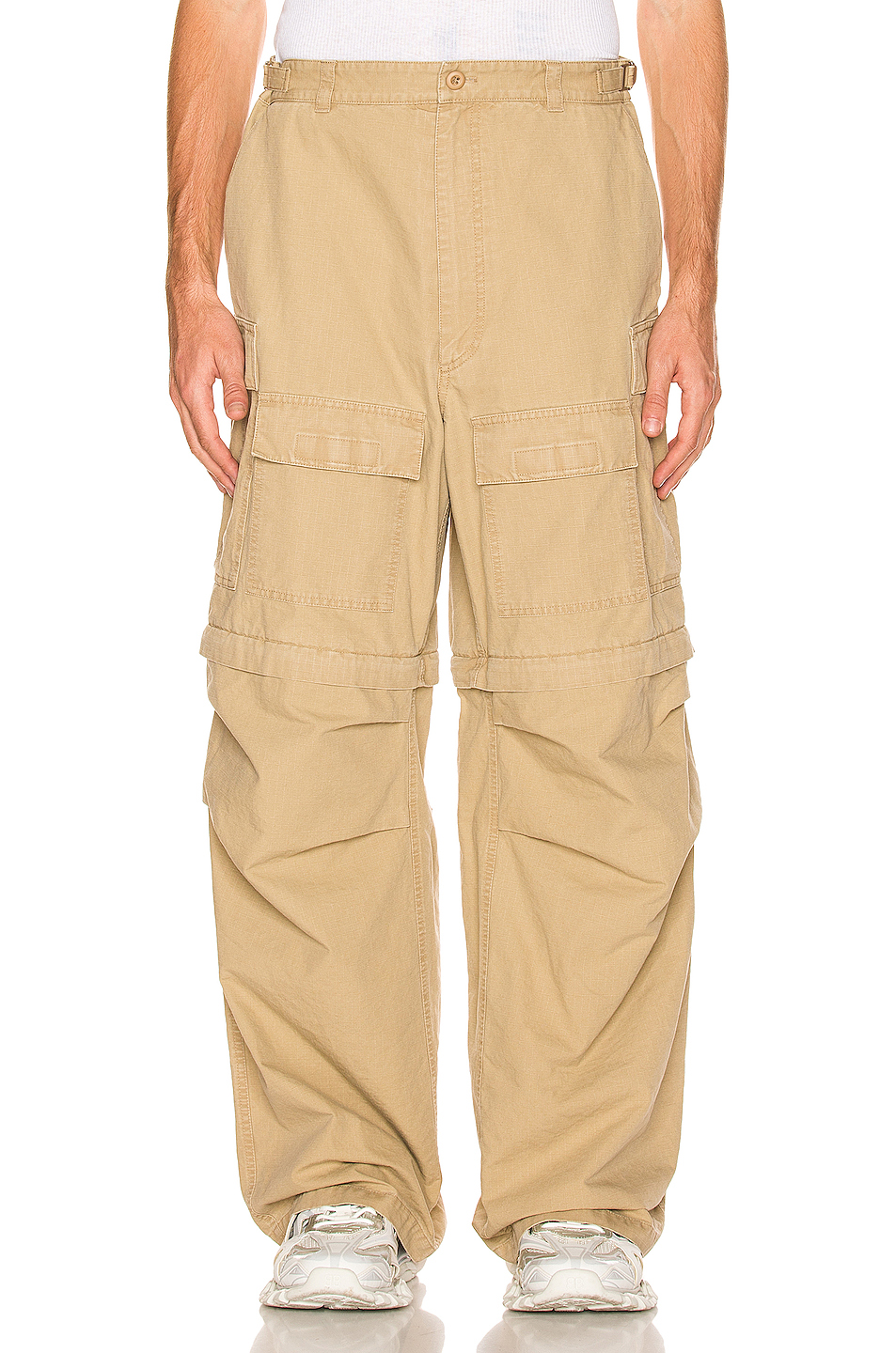 image 4 of balenciaga large cargo pants in beige