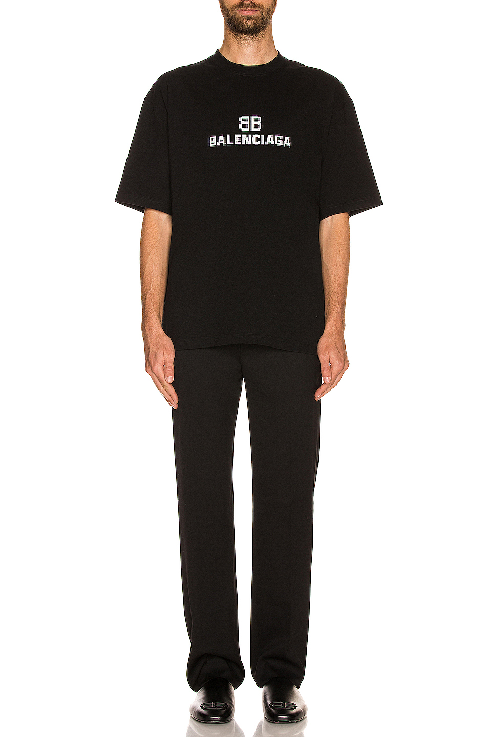 image 4 of balenciaga medium fit tee in black & white