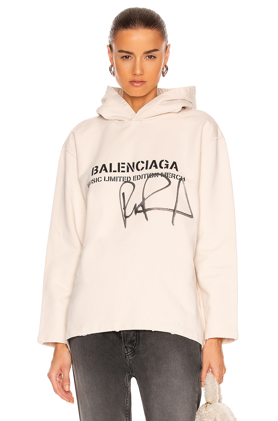 image 1 of balenciaga rupaul cropped hoodie in chalky white &amp