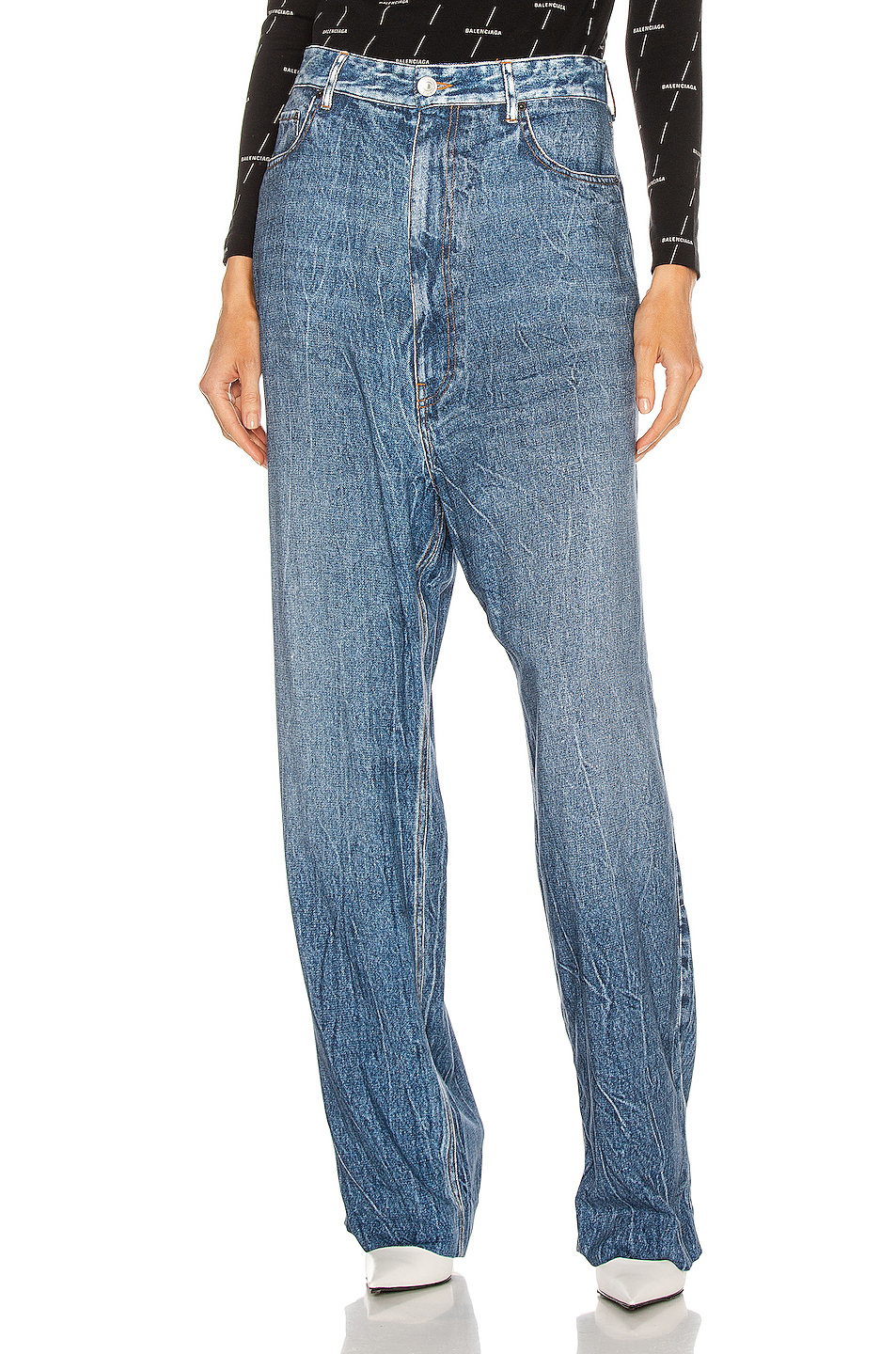 image 1 of balenciaga baggy jean in streaky blue