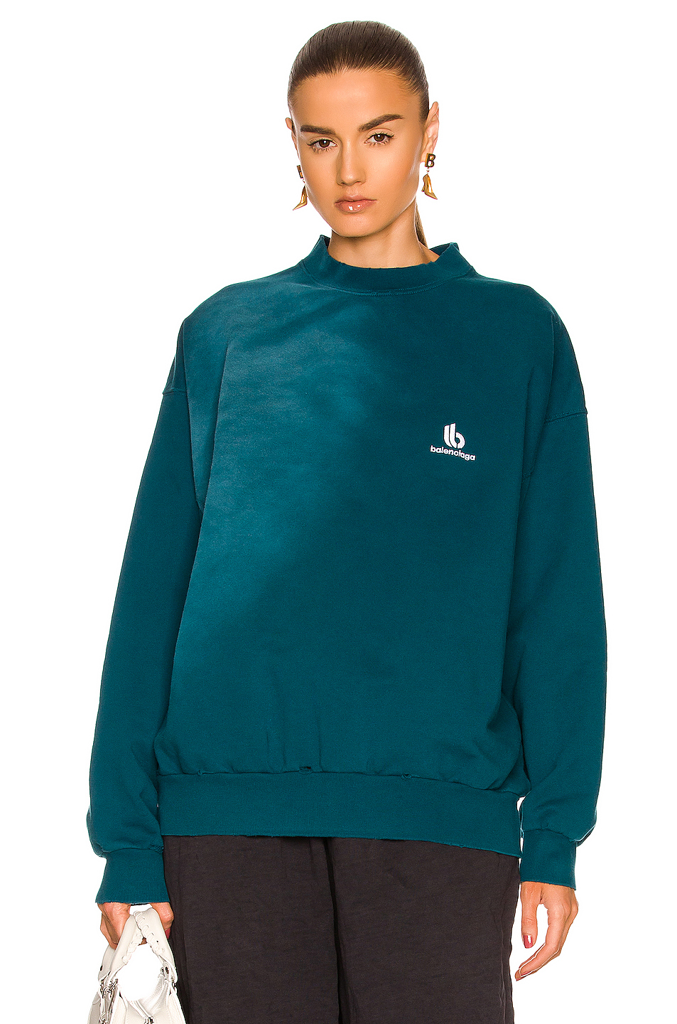image 1 of balenciaga regular crewneck sweatshirt in petrol blue