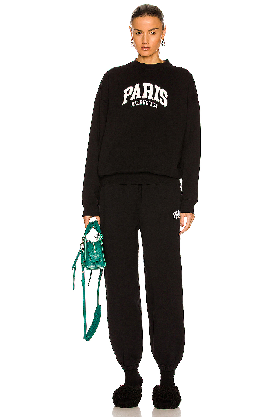 image 4 of balenciaga paris regular crewneck sweatshirt in black