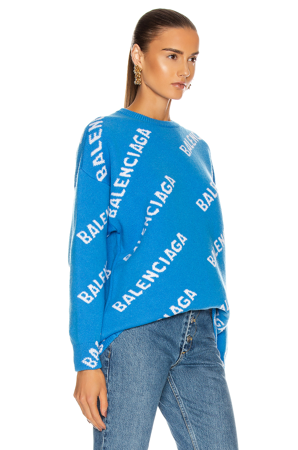 image 2 of balenciaga long sleeve crew neck logo sweater in