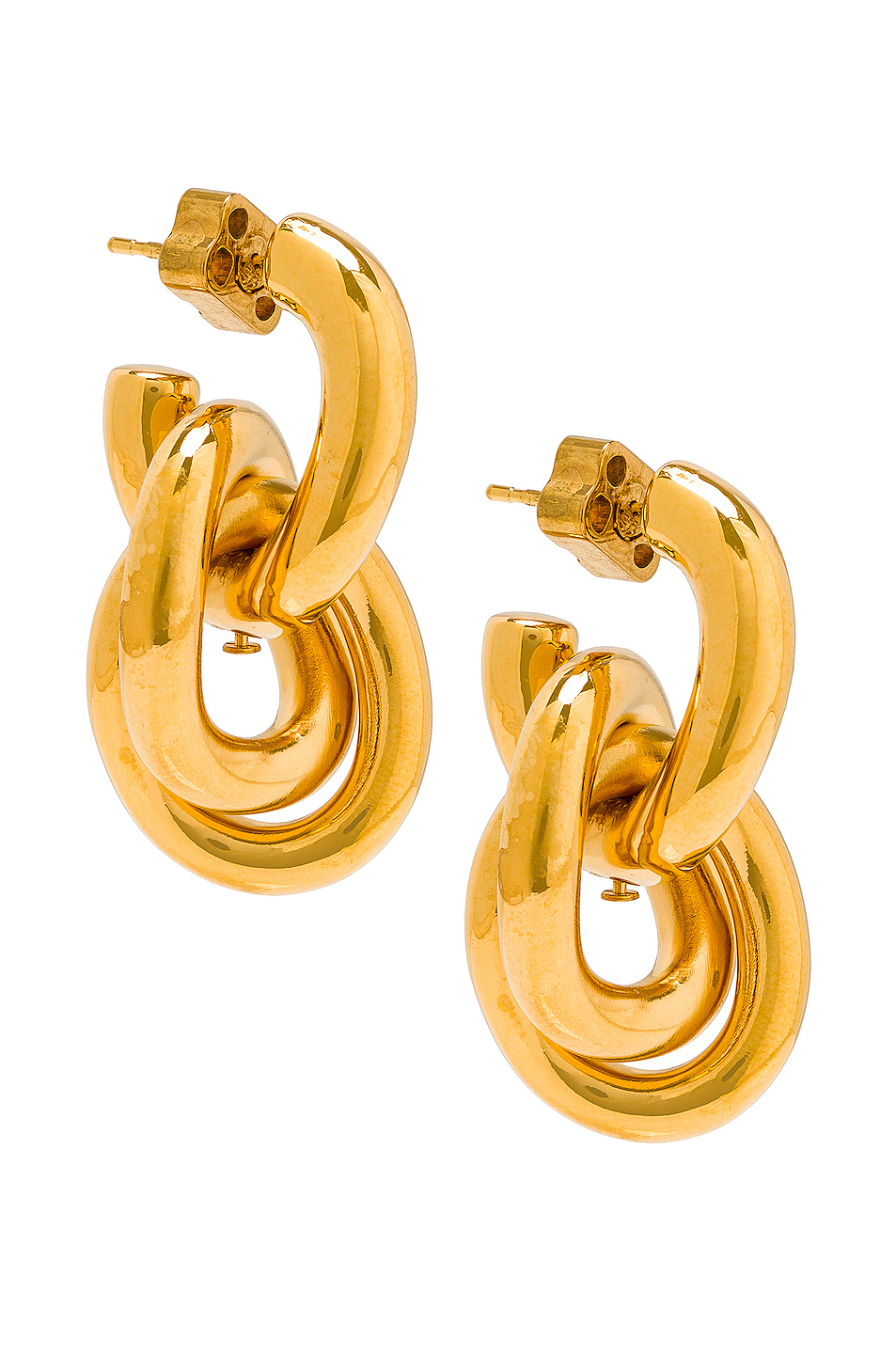 image 1 of balenciaga triple loop earrings in shiny gold