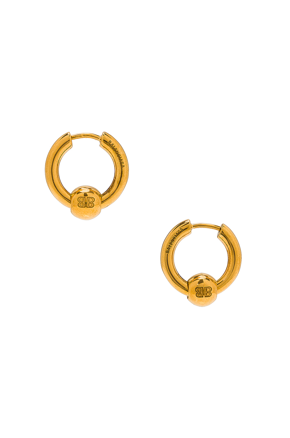 image 3 of balenciaga xs force earrings in shiny gold