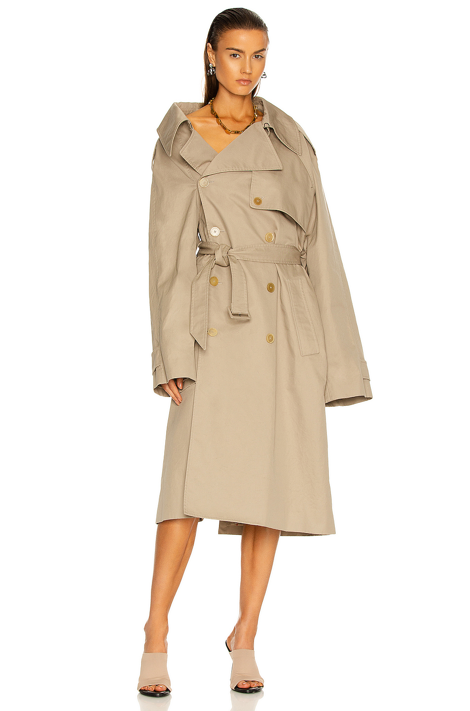 image 1 of balenciaga off shoulder trench in beige