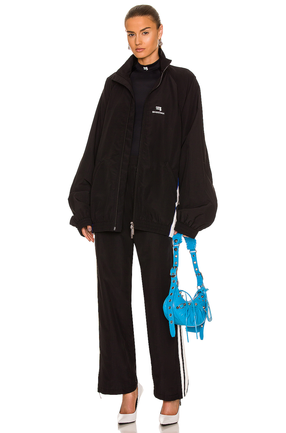 image 5 of balenciaga cropped track pant in black