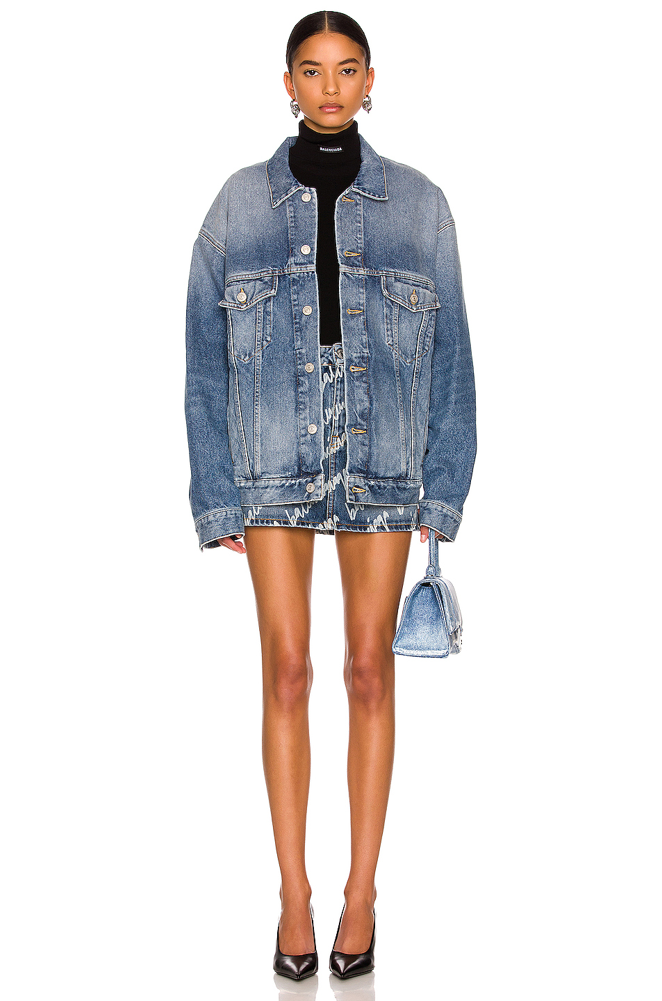 image 4 of balenciaga low waist mini skirt in light blue